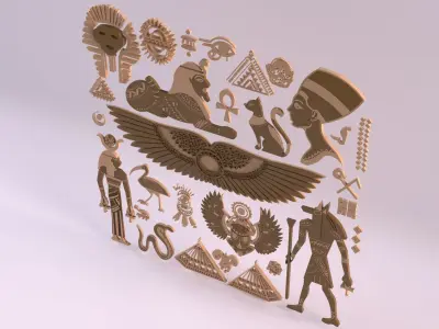 Egyptian Symbols - 052 Low-poly 3D model