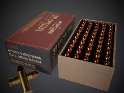 38 Special Ammunition Pack Game Ready PBR Low Poly 3D Models Low-poly 3D model