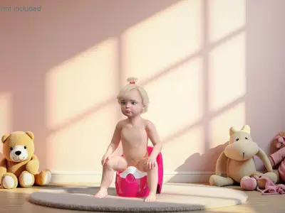 Toddler Girl on Potty 3D model