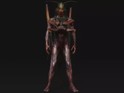 Mutant Grasshopper - Horror Insects Collection Low-poly 3D model