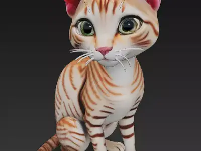 Cat Realistic 3D Model Basic - Low Poly Realistic  Low-poly 3D model