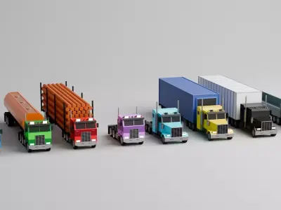 Low Poly Truck 3D Model Pack Free low-poly 3D model