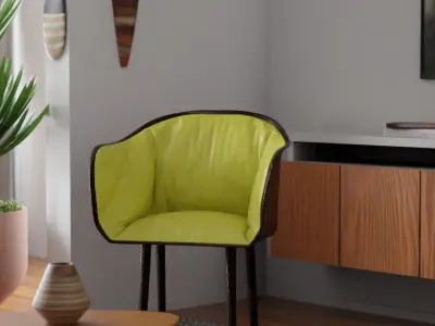 Modern Yellow Plastic Chair Free 3D model