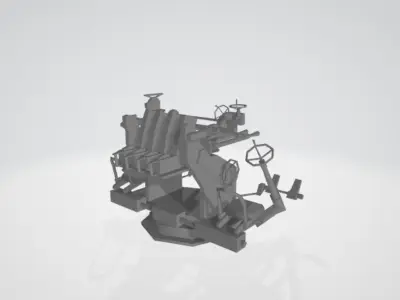 FRENCH WW2 AA GUN X4 Low-poly 3D model
