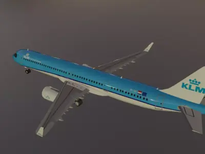 KLM Airbus a321neo low poly 3D Model  Low-poly 3D model