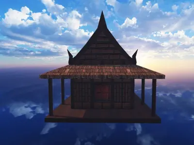 Thai traditional house 04 Low-poly 3D model