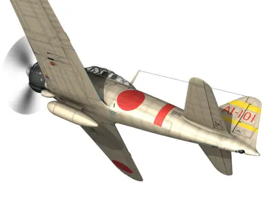 Mitsubishi A6M2 Zero - Carrier Akagi 3D model