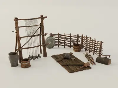 Iron Age Loom Low-Poly 3d model Low-poly 3D model