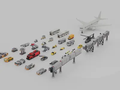 Airport Vehicle Pack Low-poly 3D model