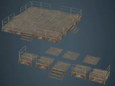 Stage Platform 1B Low-poly 3D model