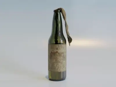 Molotov old bottle with label 3D model