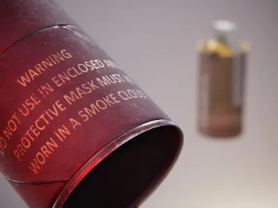 Smoke Grenades and Bonus SG Container PBR game ready asset Low-poly 3D model