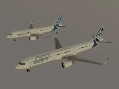 Airbus a320neo and airbus a321neo combo lowpoly Low-poly 3D model