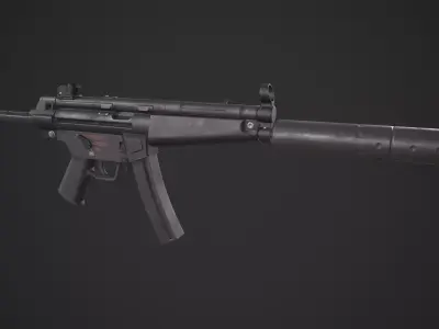 MP5 Submachine Gun Low-poly 3D model