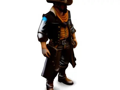 Stylized Western Cowboy Game Character Low-poly 3D model