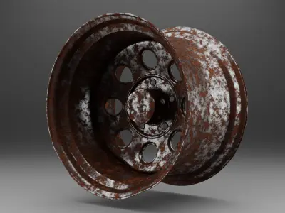 rusty damage old wheel 3D model