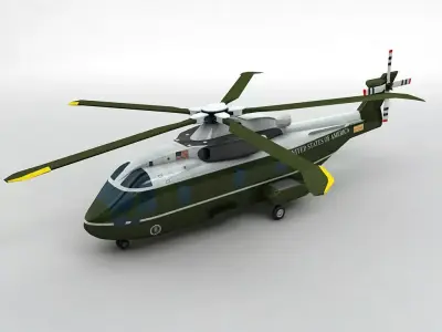 Marine One US 101 Helicopter Low-poly 3D model