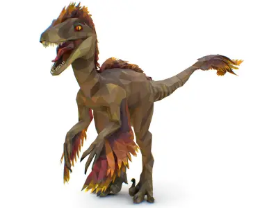 Dinosaur Raptor Feathered Lowpoly Art Animal Low-poly 3D model