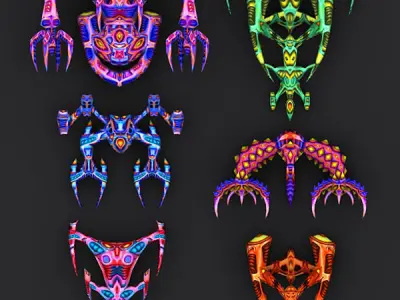 3DRT - Aliens fleet xtreme Low-poly 3D model