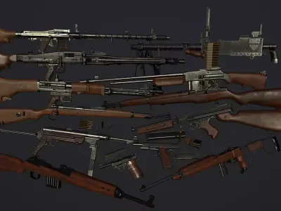 Ultimate ww2 weapons pack Low-poly 3D model