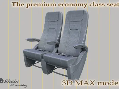 The premium economy class seat 3D model