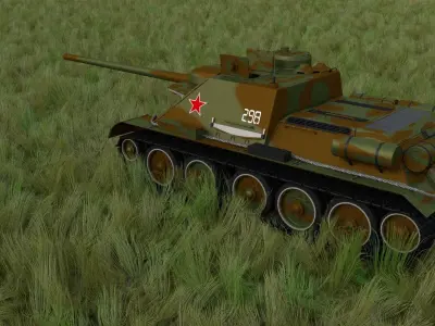SU 100 with Interior Camo HDRI 3D model