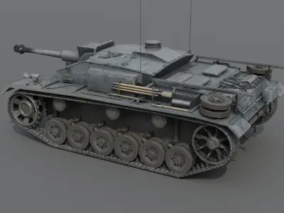 StuG III Ausf F Assault Gun Low-poly 3D model