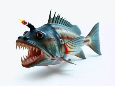 Colorful Anglerfish model pack Low-poly 3D model