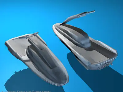 Waterbike two jet skis 3D model