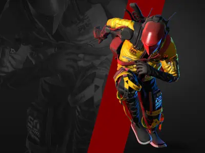 Cyberpunk Mercenary Character Low-poly 3D model