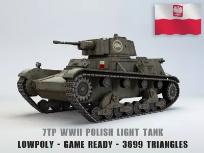Low Poly 7TP light tank Low-poly 3D model