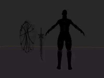 cyberpunk Female Warrior SciFi Character With Sword And Shield Low-poly 3D model
