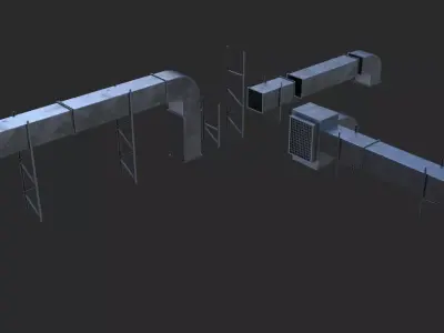 Air Conditioner Duct Pipes Low-poly 3D model