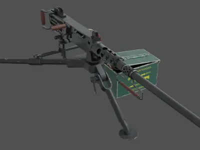 browning m2 machine gun pbr Low-poly 3D model