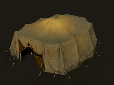 Travelers Tent with props Low-poly 3D model