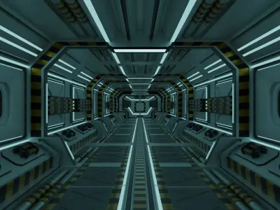 Sci Fi Corridor 3D model free Free 3D model
