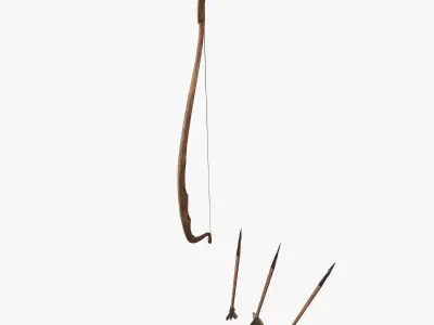 Bow and arrow Low-poly 3D model