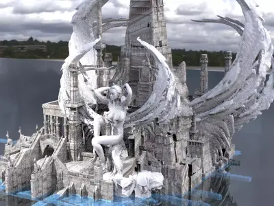 Ancient Goddess Monolith Deity temples 3D model