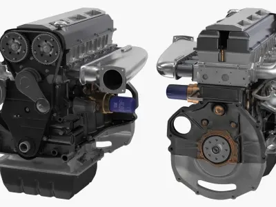 Inline 6 Cylinder Car Engine 3D model