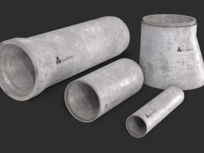 Concrete Pipe Set Low-poly 3D model