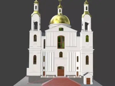 Mount Seraphim Cathedral Eastern Orthodox 3D Model Free 3D model