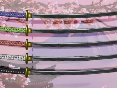 LOW POLY KATANA PACK Low-poly 3D model