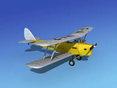 Dehavilland DH82 Tiger Moth V02 3D model