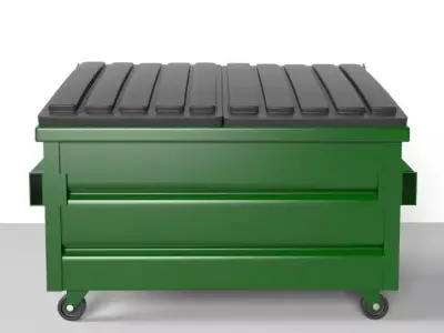 Dumpster trash cart on wheels Free low-poly 3D model