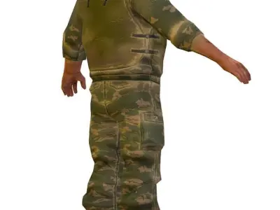 LowPoly Man Old USSR Soldier Low-poly 3D model