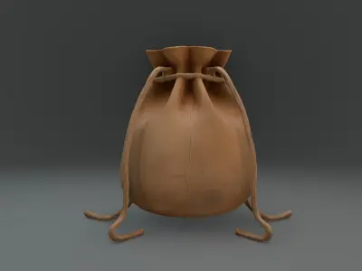 Stylized Leather Coin Bag Fantasy RPG Asset Low-poly 3D model