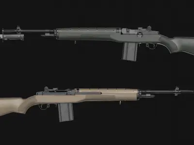 Springfield M1A Super Match - M14 Rifle Pack - Game Asset Low-poly 3D model