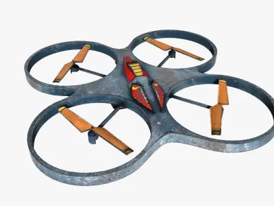 Quadcopter with camera Low-poly 3D model