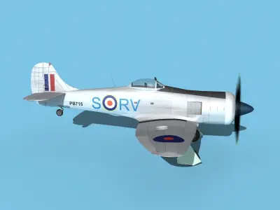 Hawker Tempest MKII V08 RAF 3D model