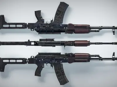 Modern Modular AK PBR Game Ready Pack Low-poly 3D model